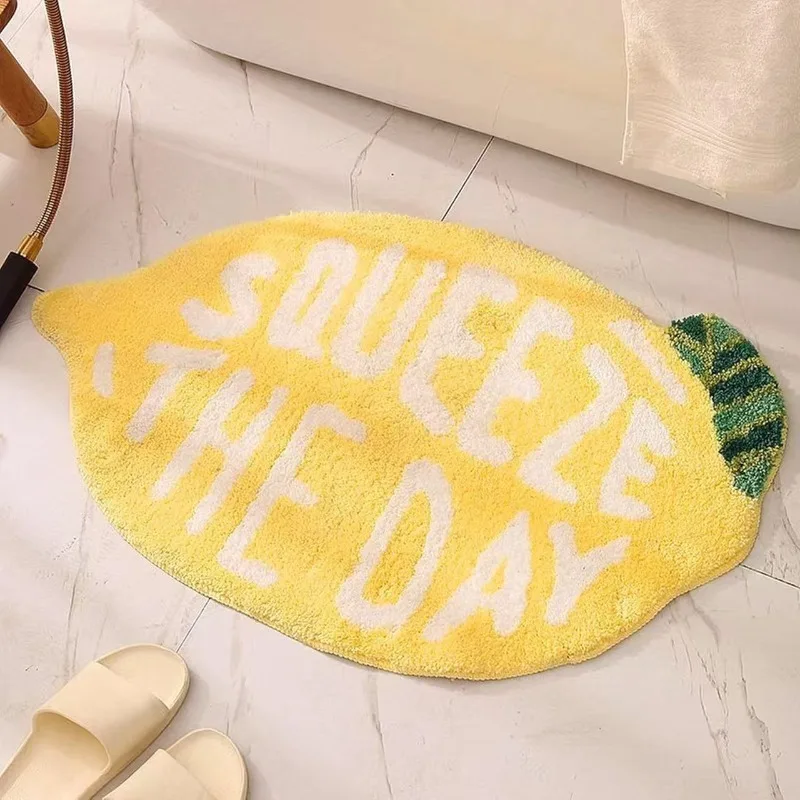 Irregular Peach Shape Bath Rug, Water Absorbent Non Slip Fluffy Bathroom Floor Mat, Lovely Sweet Home Doormat for Toilet Bathtub