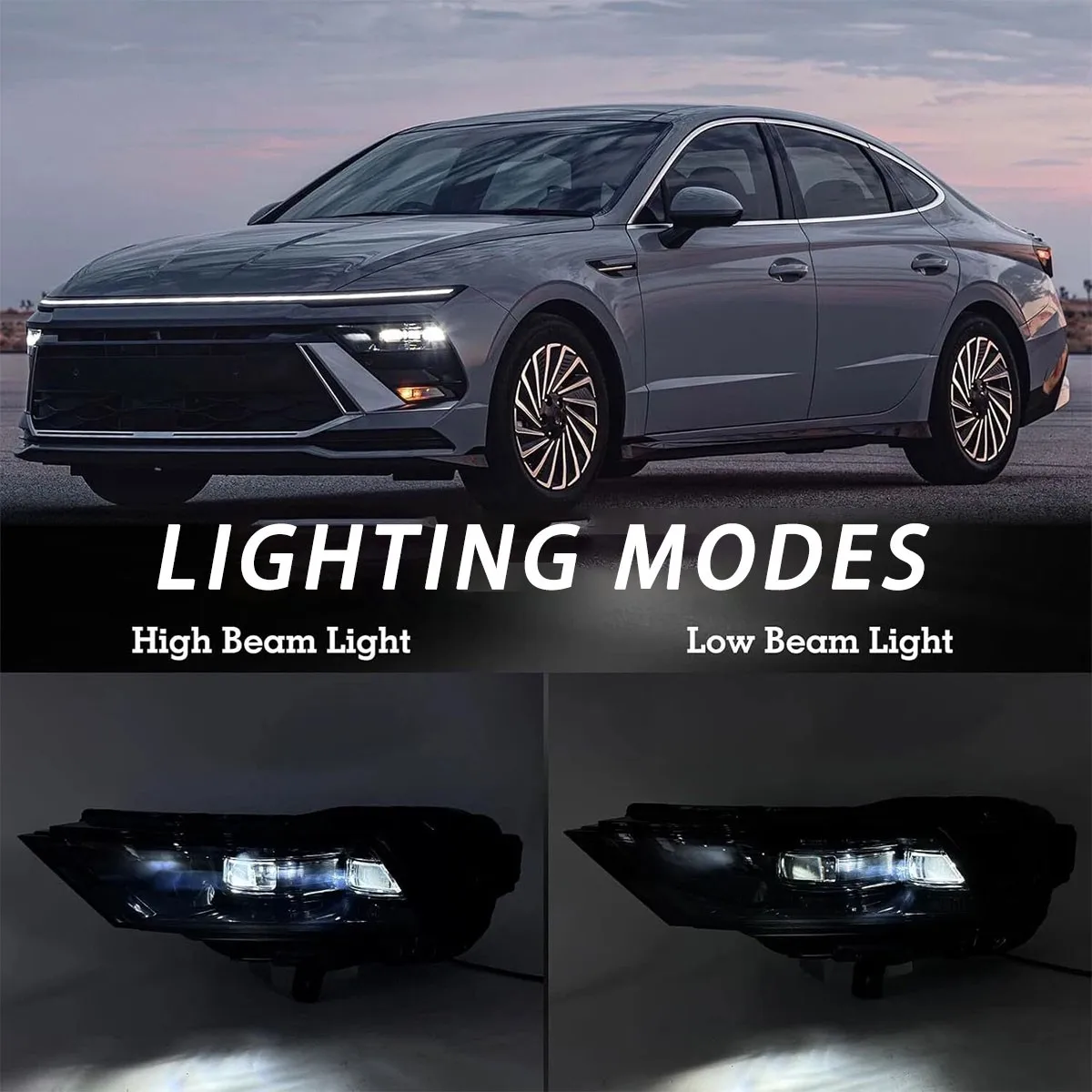 Clear For Hyundai Sonata SEL SE Sedan 4-Door 2024 2025 Left Driver Side LED Headlight Assembly Headlamps Double Beam Cold White