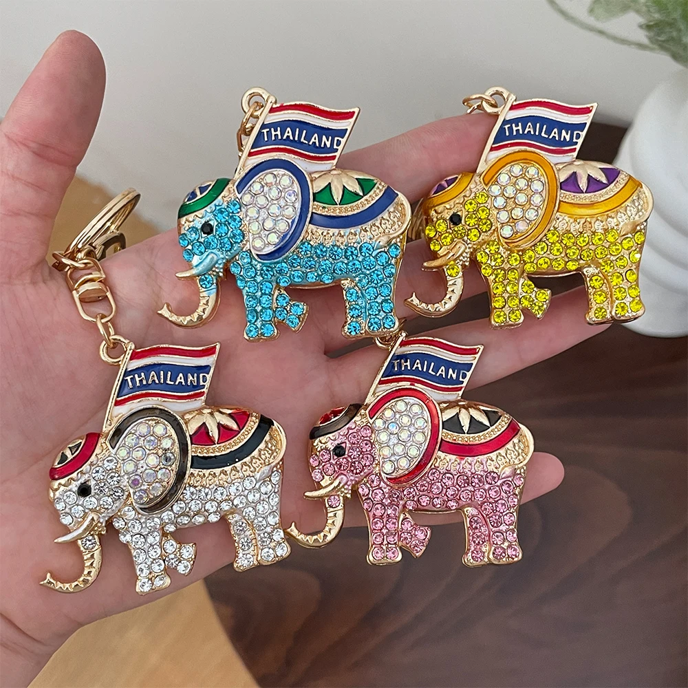 Luxury Crystal Elephant Keychain Women's Handbag Pendant Thailand Travel Souvenir Gift B