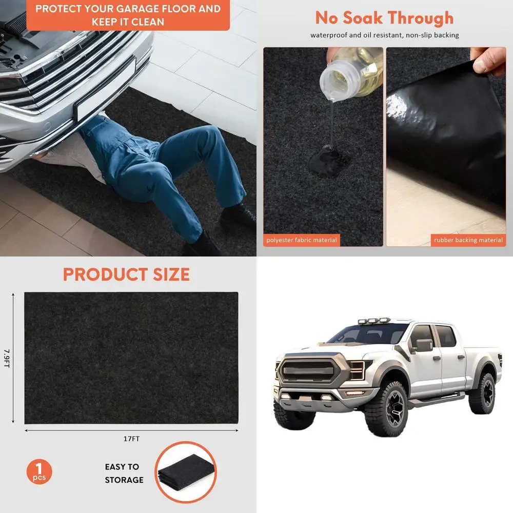 

Absorbent Oil Spill Mat for Garage, 17x7.9ft, Reusable, Waterproof Backing, Stain Resistant