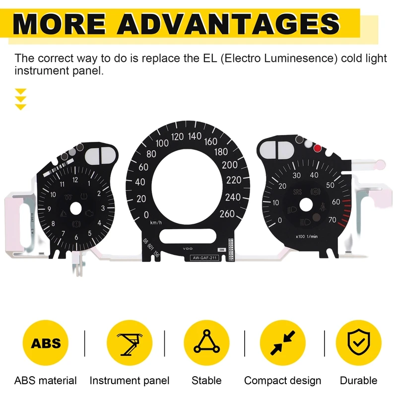 Gauge Face met EL koudlicht instrumentenpaneel voor Mercedes Benz W211 260KM zwart