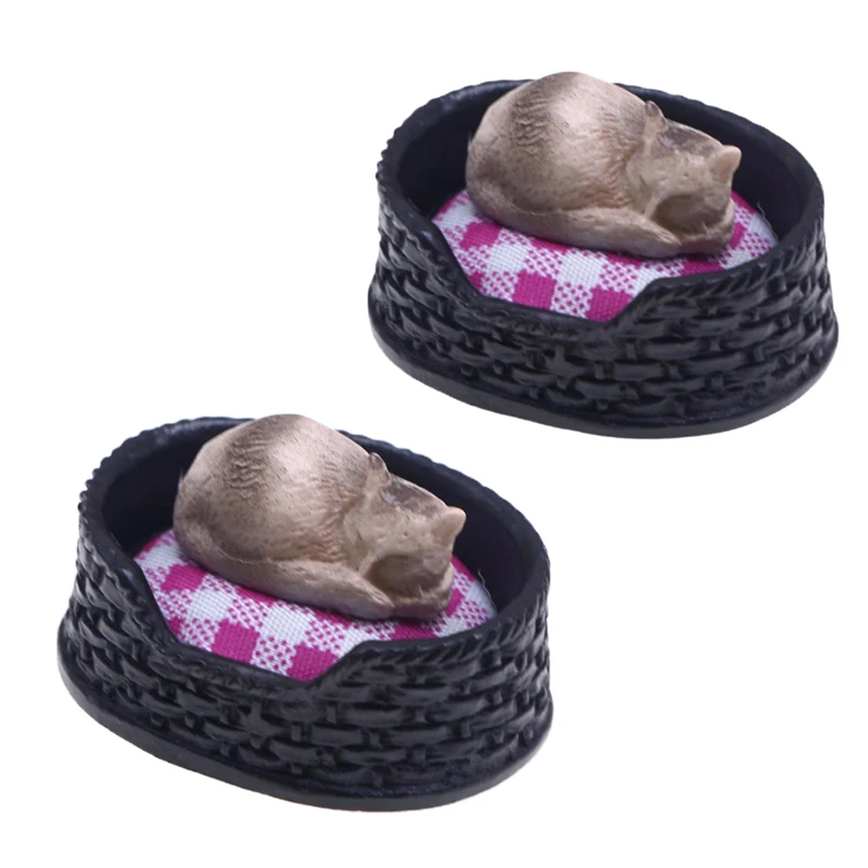 1/12 Simulazione di casa delle bambole Mini letto per gatti Modello di casa delle bambole Soggiorno Accessori per la decorazione di animali domestici Puntelli di costruzione di micro scene