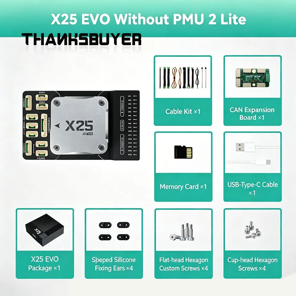 

CUAV Pixhawk X25 EVO Opensource Fixed Wing Flight Controller Long Range Flight Control for Ardupilot/PX4 (with/no CAN PMU2 LITE)