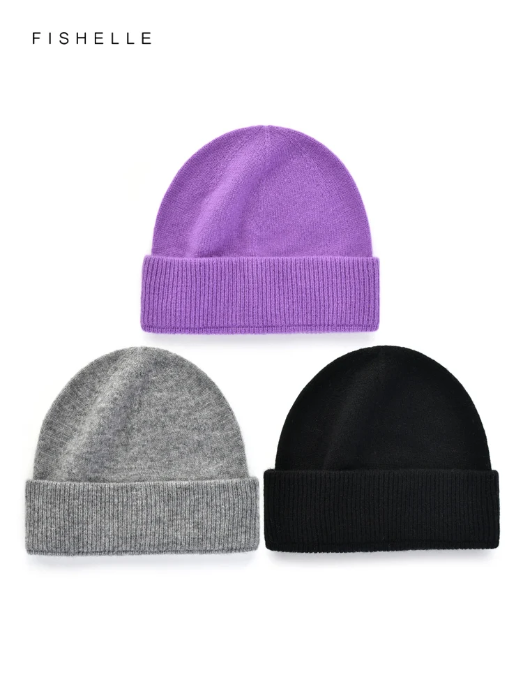 New design soft solid pure wool hat women\'s winter warmth knitted wool cap for men\'s cold hat thin beanie adults gifts