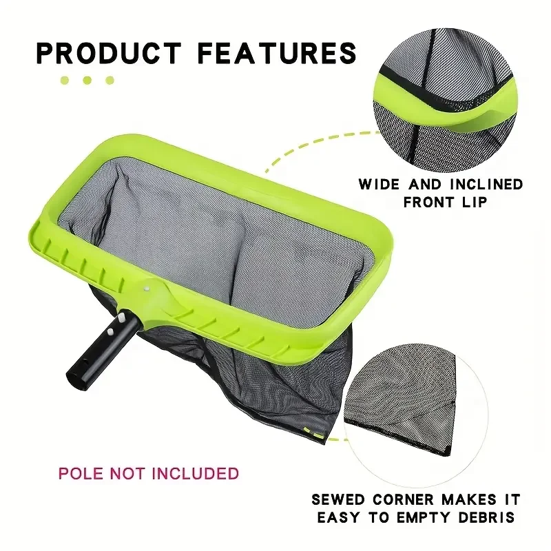 高耐久 ABS 水泳葉すくい、深い細かいナイロンメッシュネットバッグで迅速なクリーニング、プールメンテナンスツール