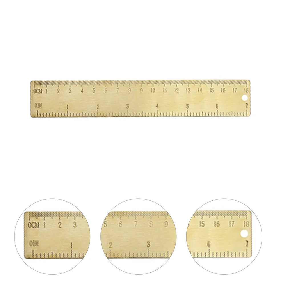 Brass Ruler s Premium Thin Light Bookmark Measuring Tool Double Scale Straight Drafting Ruler Safe Practical Affordable