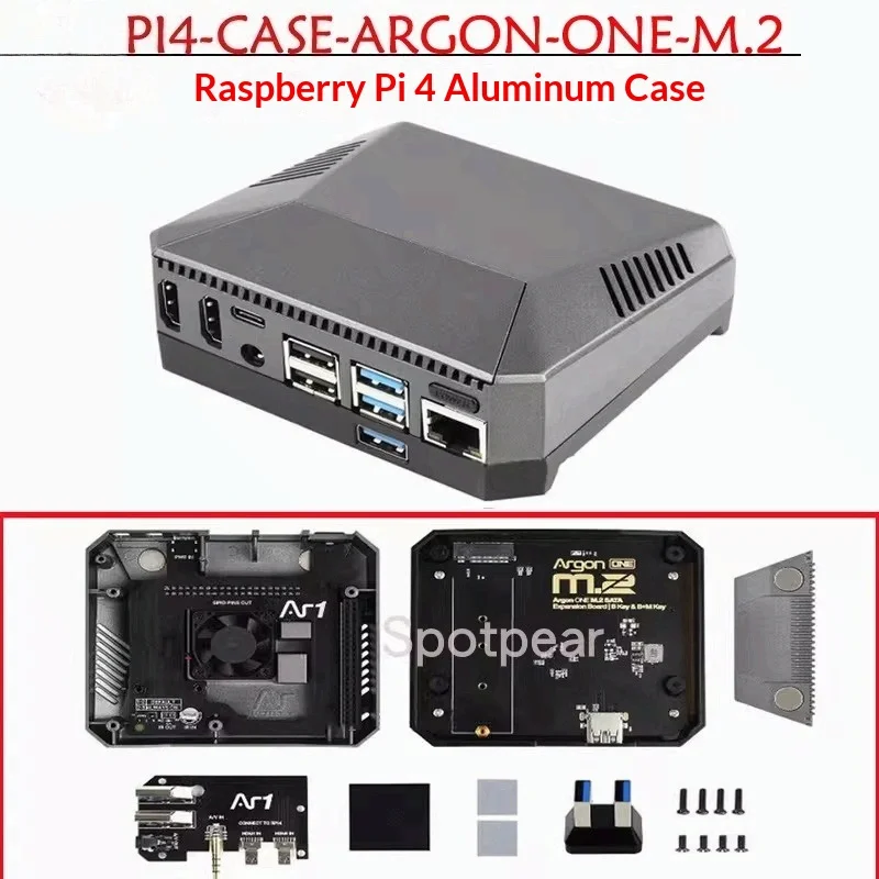 Raspberry Pi 4B Aluminum Alloy Case ARGON ONE M.2 Solid State Drive Expansion Board