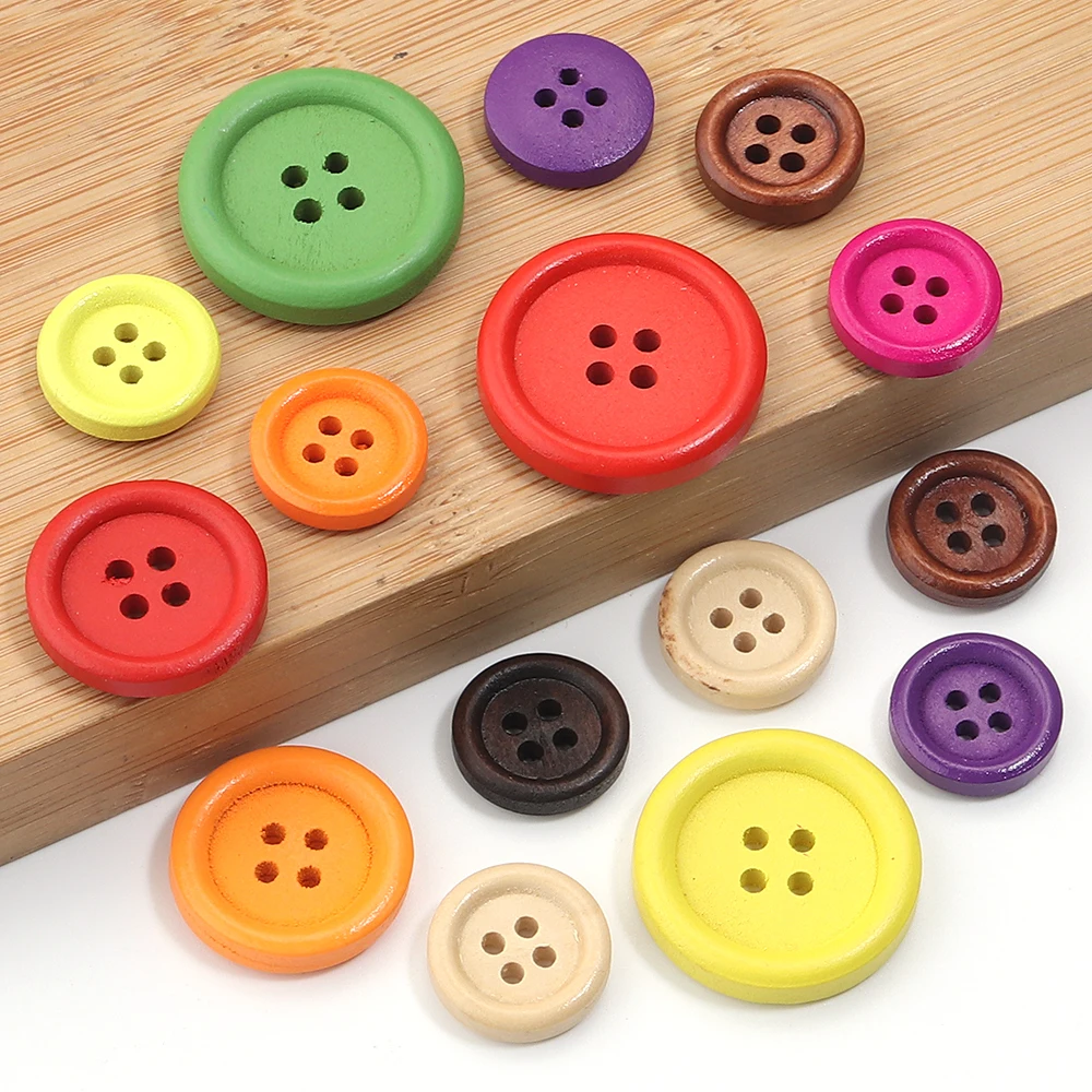 50Pcs Wooden Buttons Natural Color Round 4 Holes Buttons for Sewing Scrapbooking Home DIY Clothes Sewing Accessories 15/25/30mm - view 5