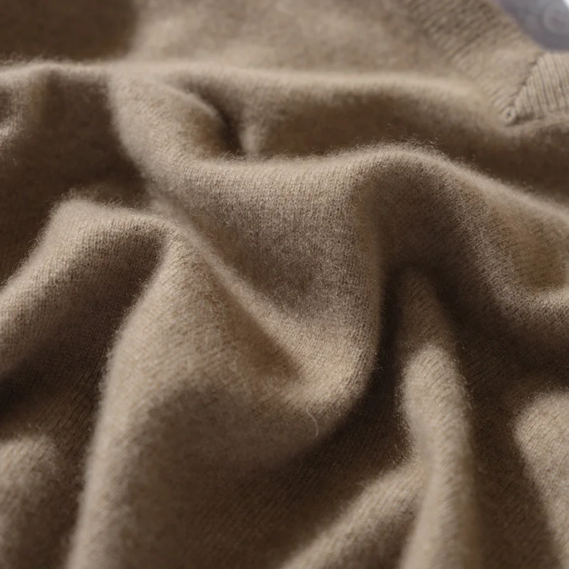 100% pure cashmere men's pullover high-quality knitted Pull sweater V-neck jumper luxury tops basic warm street wear