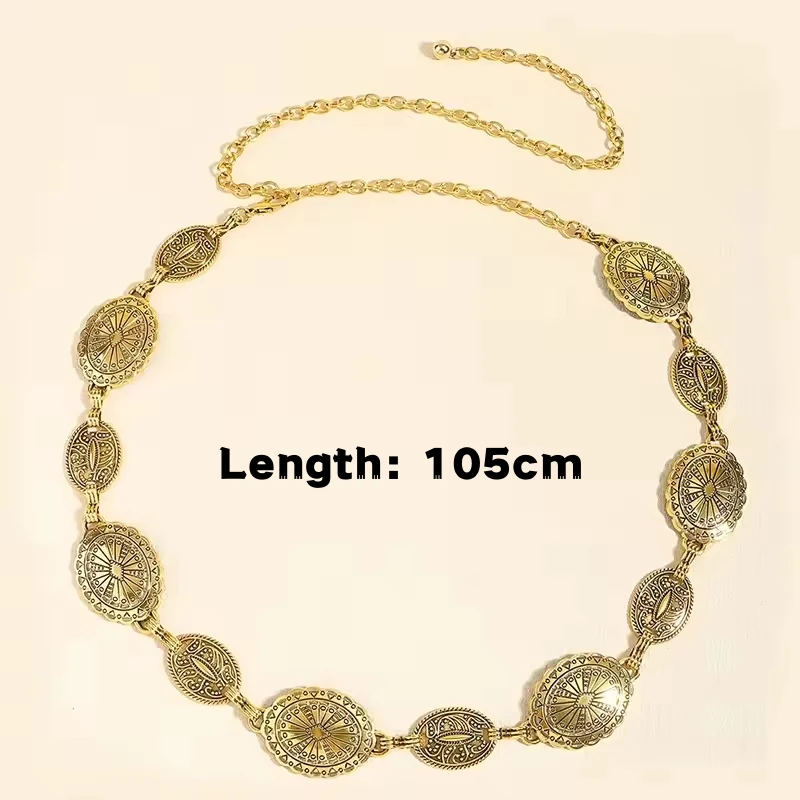 1-teiliges Set Taillenketten-Accessoires für Damen im Retro-Böhmen-Ethno-Stil, hochwertiger silberner Metallkettengürtel mit Rockgürtel – Detail 7