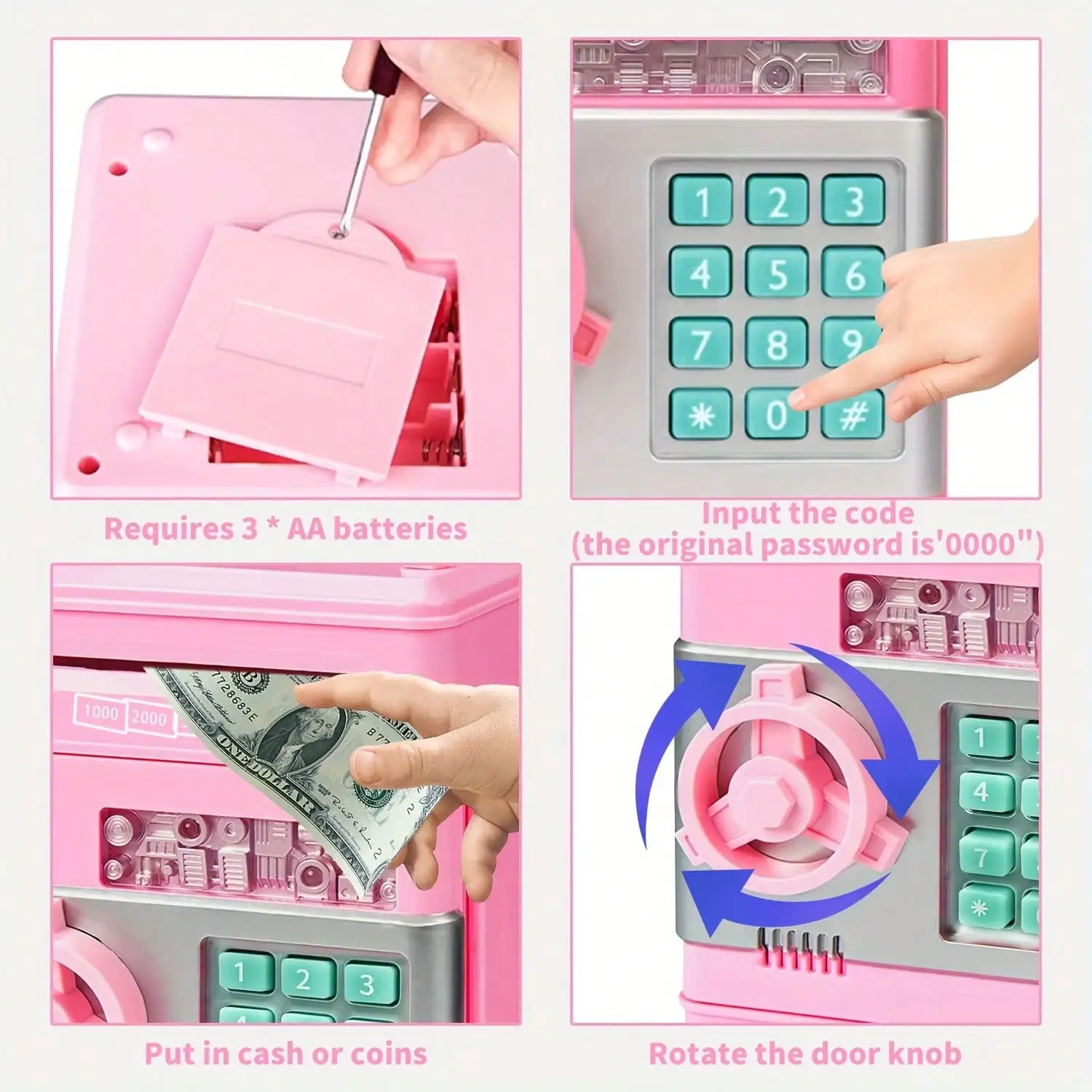 Kids Mini ATM Piggy Bank,Electronic Cash Coin Saving Money Box,Simulation ATM Savings Bank Toy,Fun Educational Money‑Management Toy,Great Birthday Holiday Gift for Boys Girls Ages 3‑12 view 5