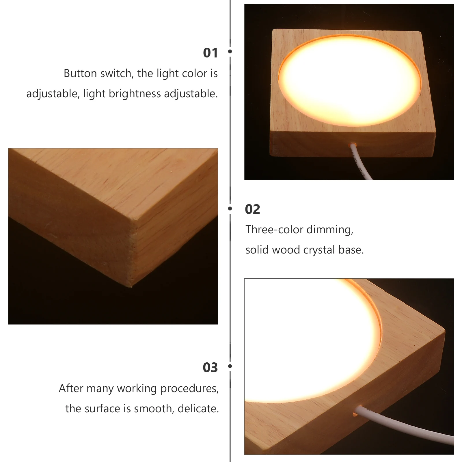 

1pc Led Creative Small Night Light Wooden Bedside Lamp Decorative Desk Light For Home Chic Elegant Night Lamp Ornament