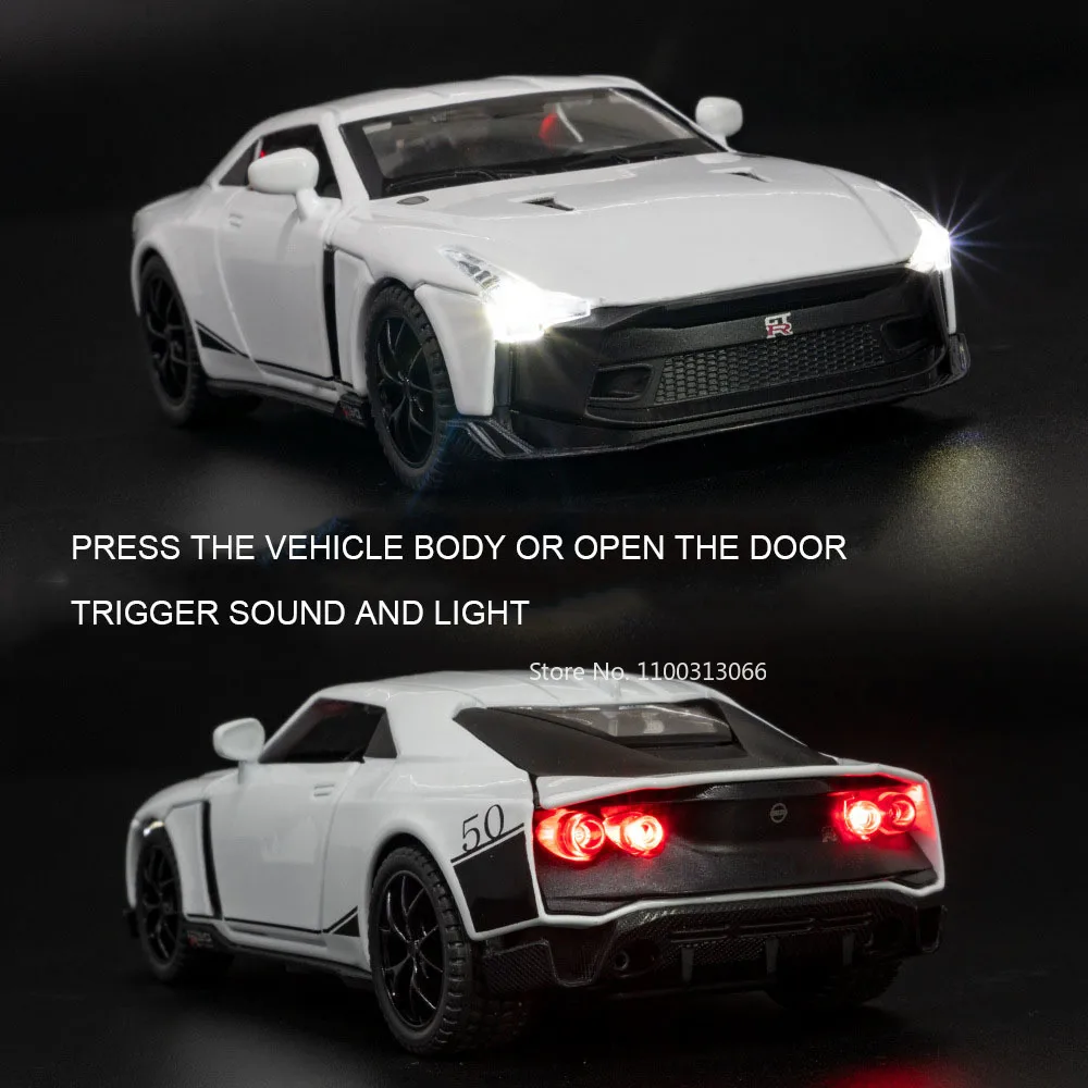 1:32 Nissan GT-R50 Model Car Toy Alloy Diecasts Metal Super Sport Cars With Sound Light Vehicle Toys for Boys Gifts Collection