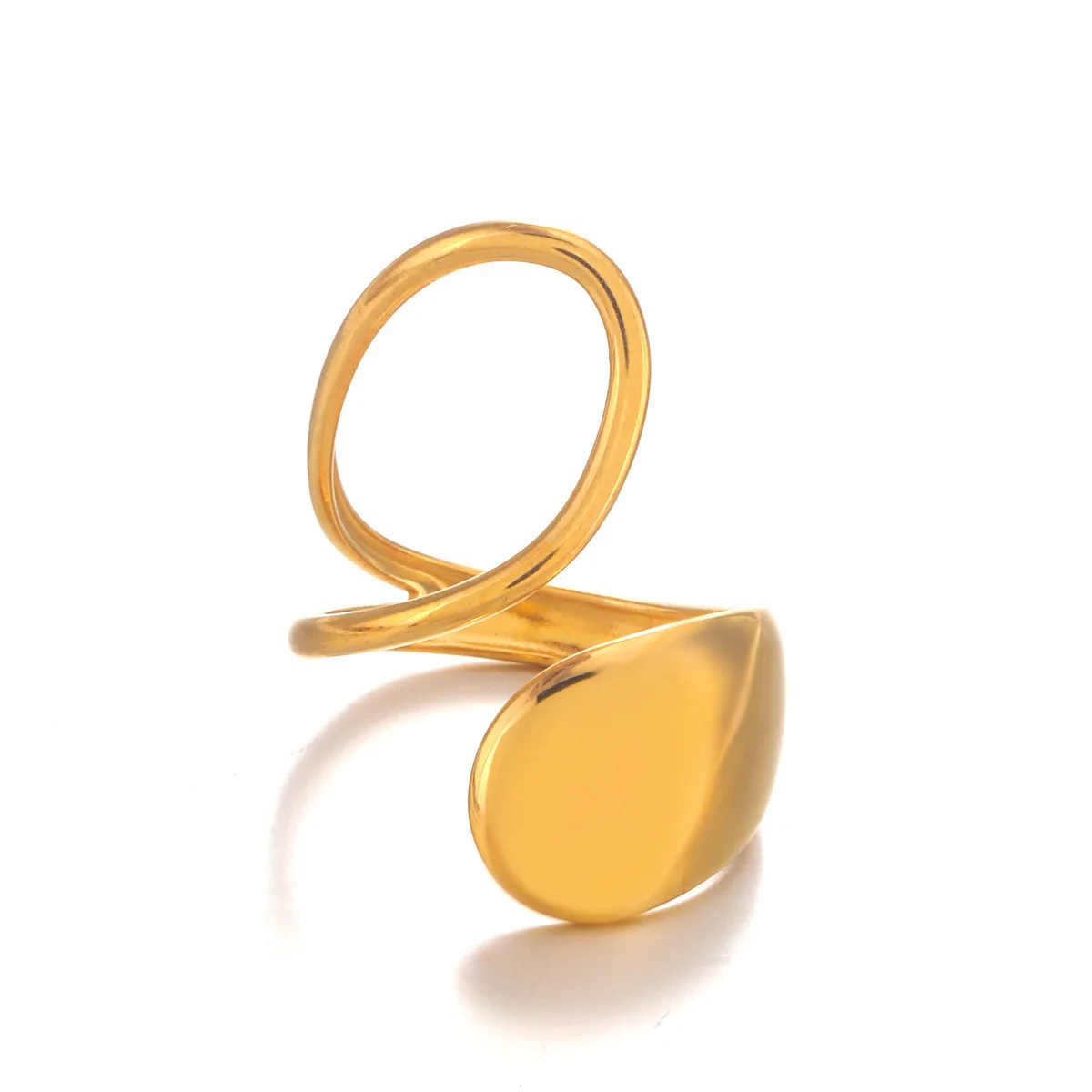 خاتم هندسي عصري جديد على شكل خاص مصنوع من النحاس المطلي بالذهب للنساء، عالي الجودة غير يتلاشى