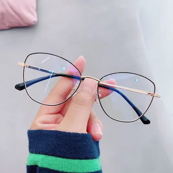 Modne kocie oczy Metalowa ramka okulary do Krótkowzroczności z filtrem Anty Blue