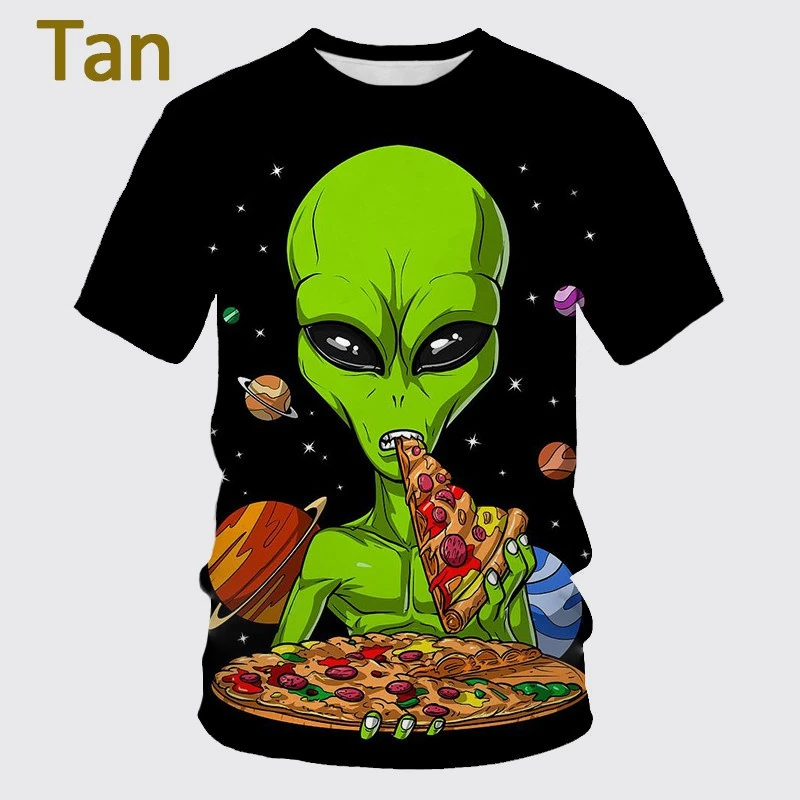 Funny Alien Graphic T Shirt for Men 3D UFO Invader Printed T-Shirt Fashion Womens Clothing Cool Kids Tee Shirts y2k Short Sleeve