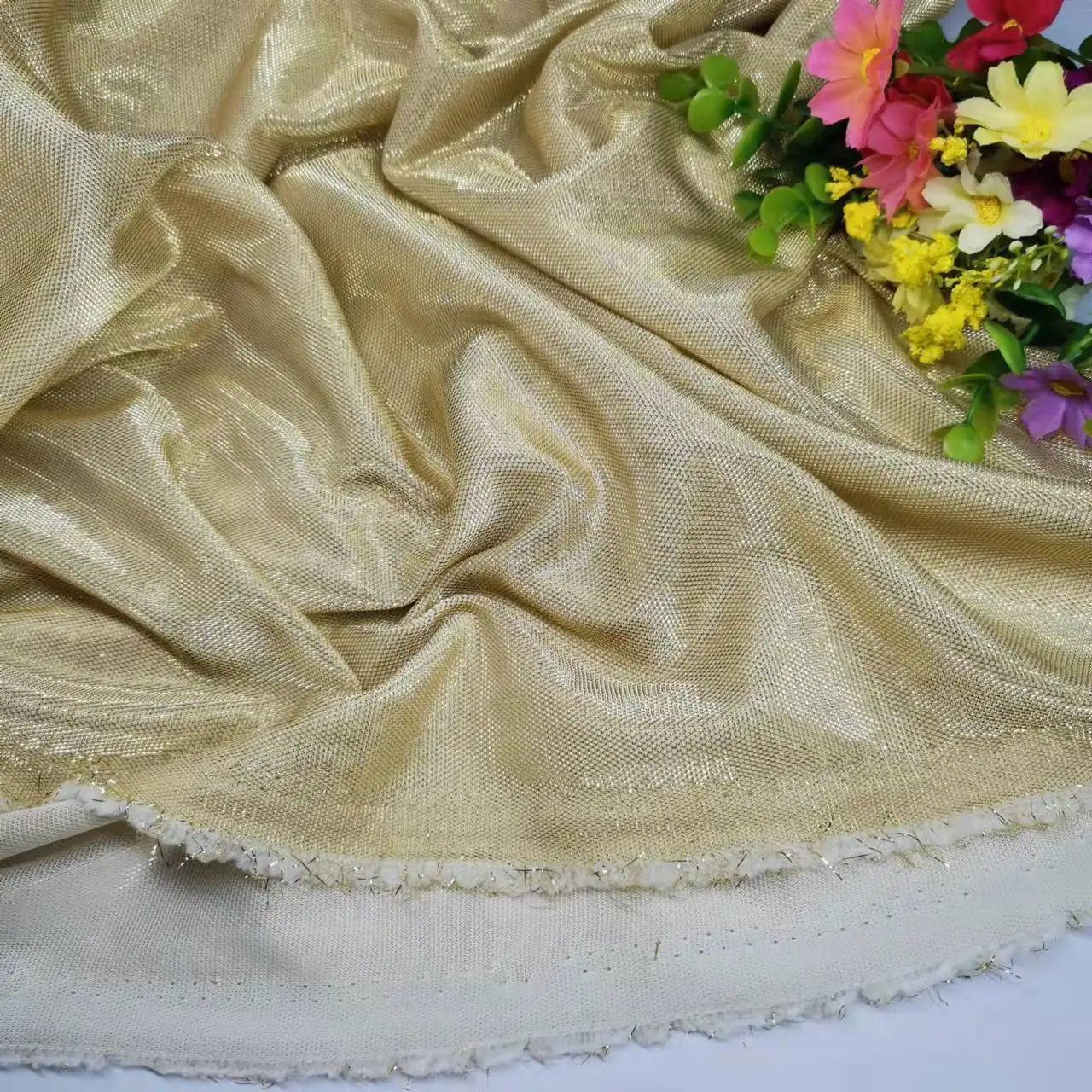 Elastic Bling Gown Fabric Shiny Metallic Polyester Party Decoration Sparkling Dress Material