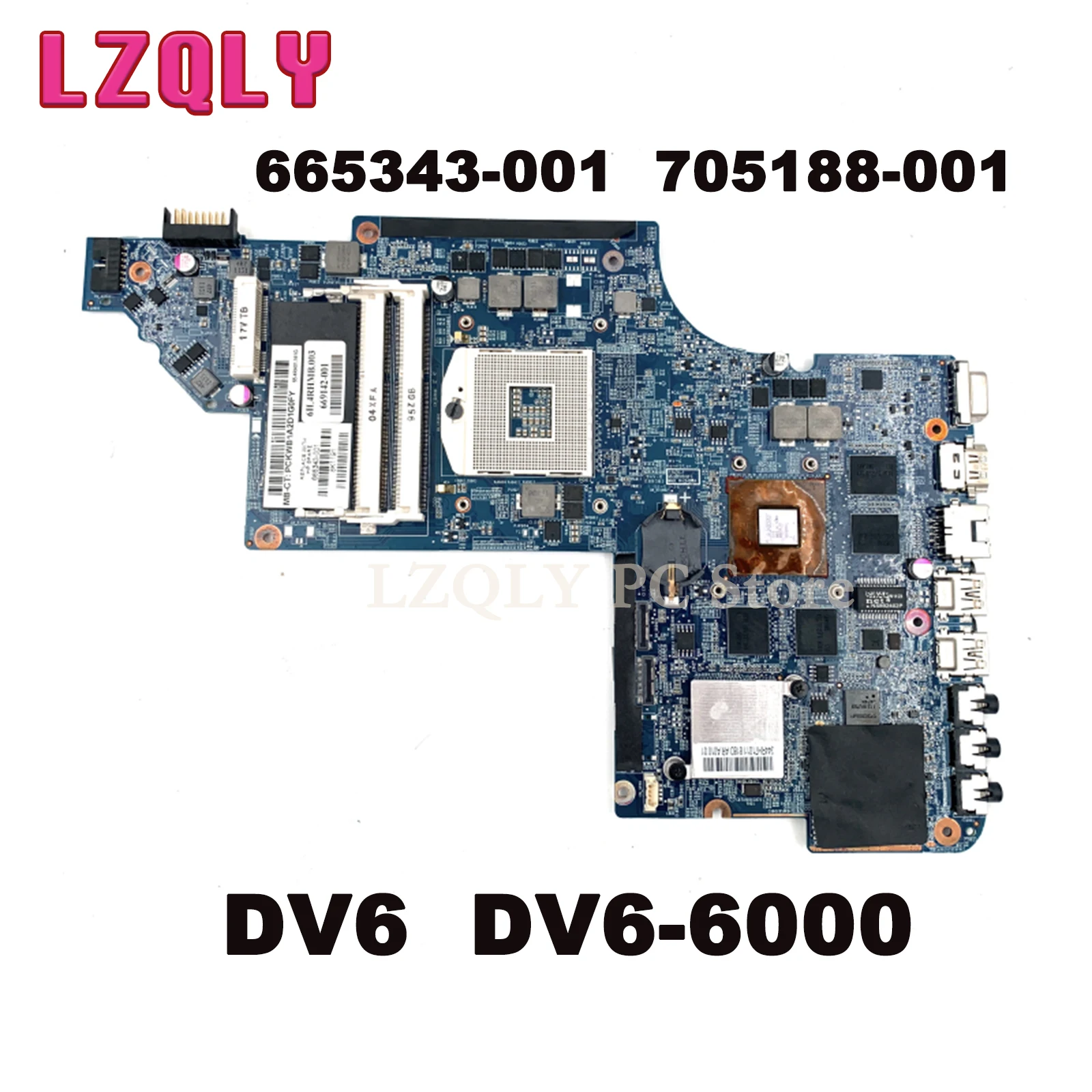 

LZQLY For HP Pavilion DV6 DV6-6000 665343-001 705188-001 Laptop Motherboard HM65 DDR3 HD6770M Video Card 1GB