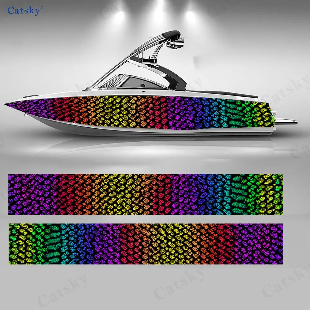 

2 шт. наклеек с радужными лапками для любителей животных, водонепроницаемые виниловые наклейки из ПВХ для рыболовных лодок, прочные и стильные.