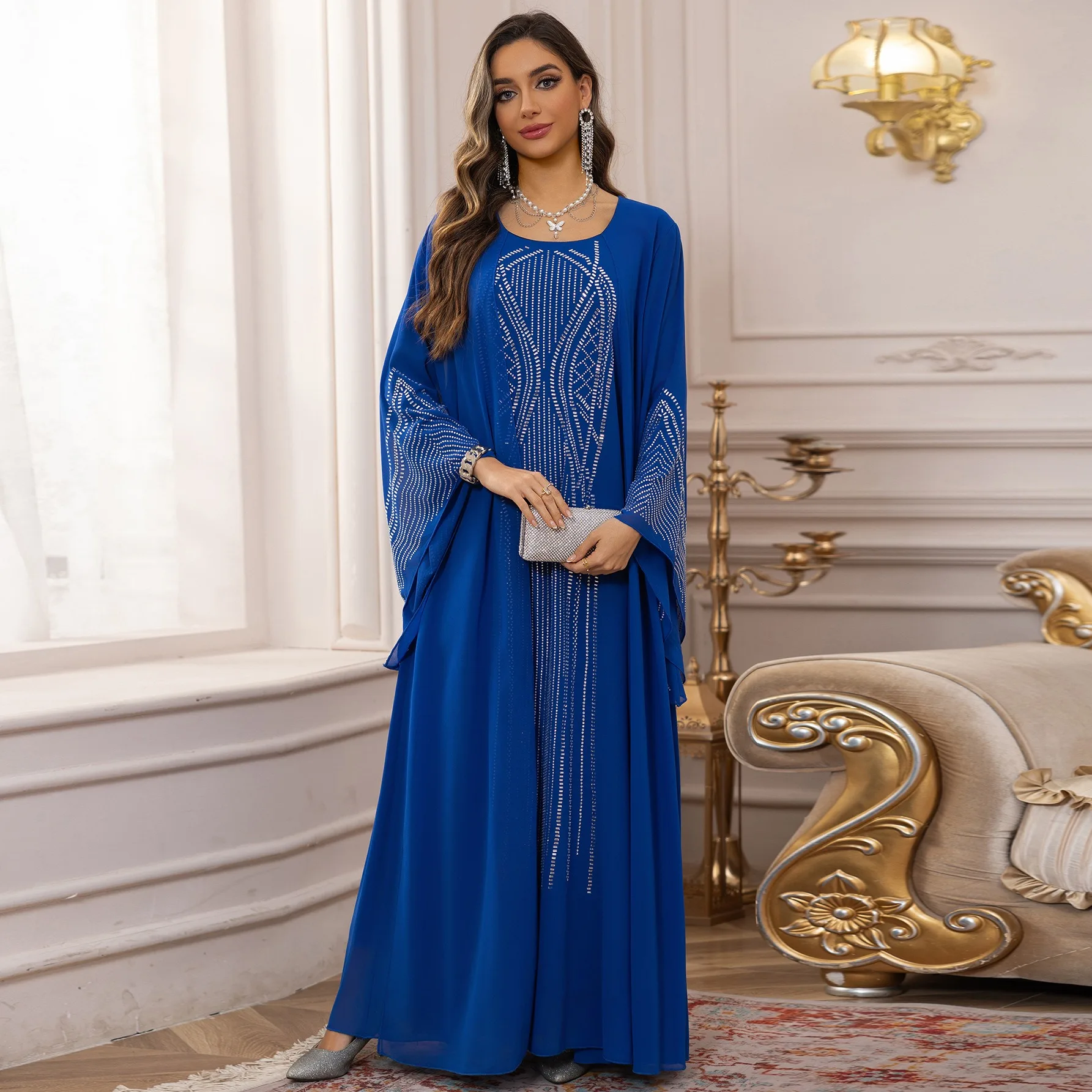 UNI Ramadan musulman modeste Robe Maxi Islam dubaï arabe Robe Eid Robe chauve-souris Abaya Femme Musulman grande taille Abayas Caftan