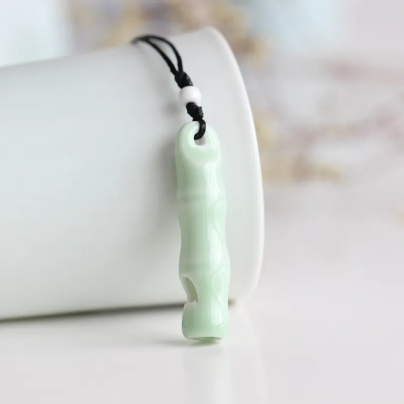 1 Piece Women and Men Vintage Ceramic Whistle Necklace Original Ceramic Pendant Necklace Handmade Jewelry Rope Necklace