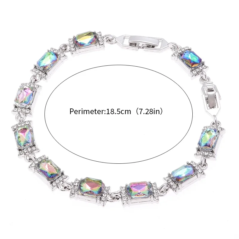 Bohemian Style Square Crystal Zirconia Single Row Tennis Bracelet for Women Elegant Fashion Prom Party Birthday Jewelry Gift