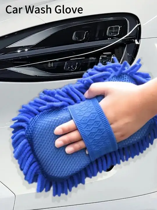 For Home Car 1pc Microfiber Car Washing Glove Multifunction Cleaning Sponge With Detailing Brush Pad 4 Vibrant Colors