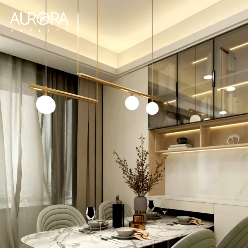 Hanging Lamp for Home LED Modern Minimalist Living Room Chandelier Simple Linear Restaurant Pendant Light Nordic Creative Shop