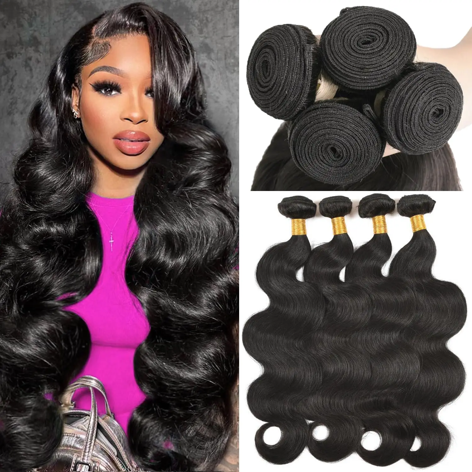 Body Wave Bundles Human Hair 2/3/4 Bundles 16 18 20 Inch 100% Unprocessed 10A Body Wave Human Hair