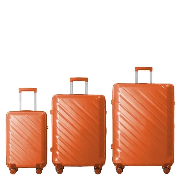 

3-Piece Luggage Set (20', 24', 28'), Hardside Spinner Suitcase, Orange