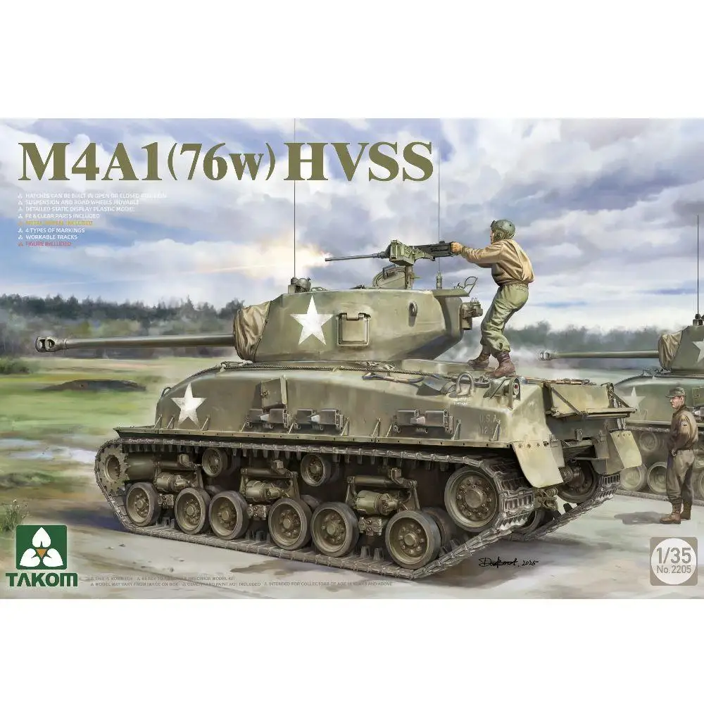 

TAKOM 2205 1/35 Scale M4A1 (76w) HVSS Military Armored Vehicle Assembly Model Kit
