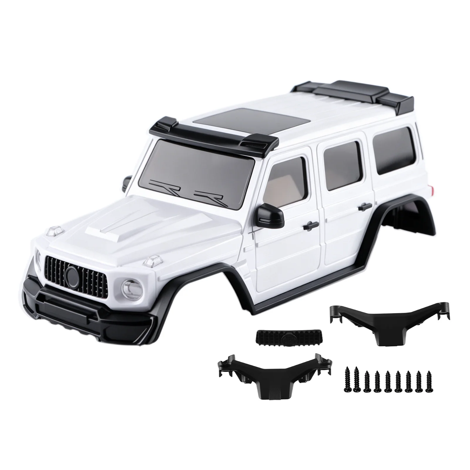 1/30 RC Plastic Body Shell Kit with Light Bucket Mount & Spare Tire Mount for AXIAL SCX30 1/30 RC Crawler DIY Upgrade (White)