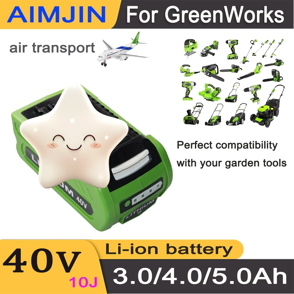40V 10J Li-ion rechargeable battery 3.0 4.0 5.0Ah suitable for GreEnworks 29462 29472 29282G Max Gmax lawn mower power tools