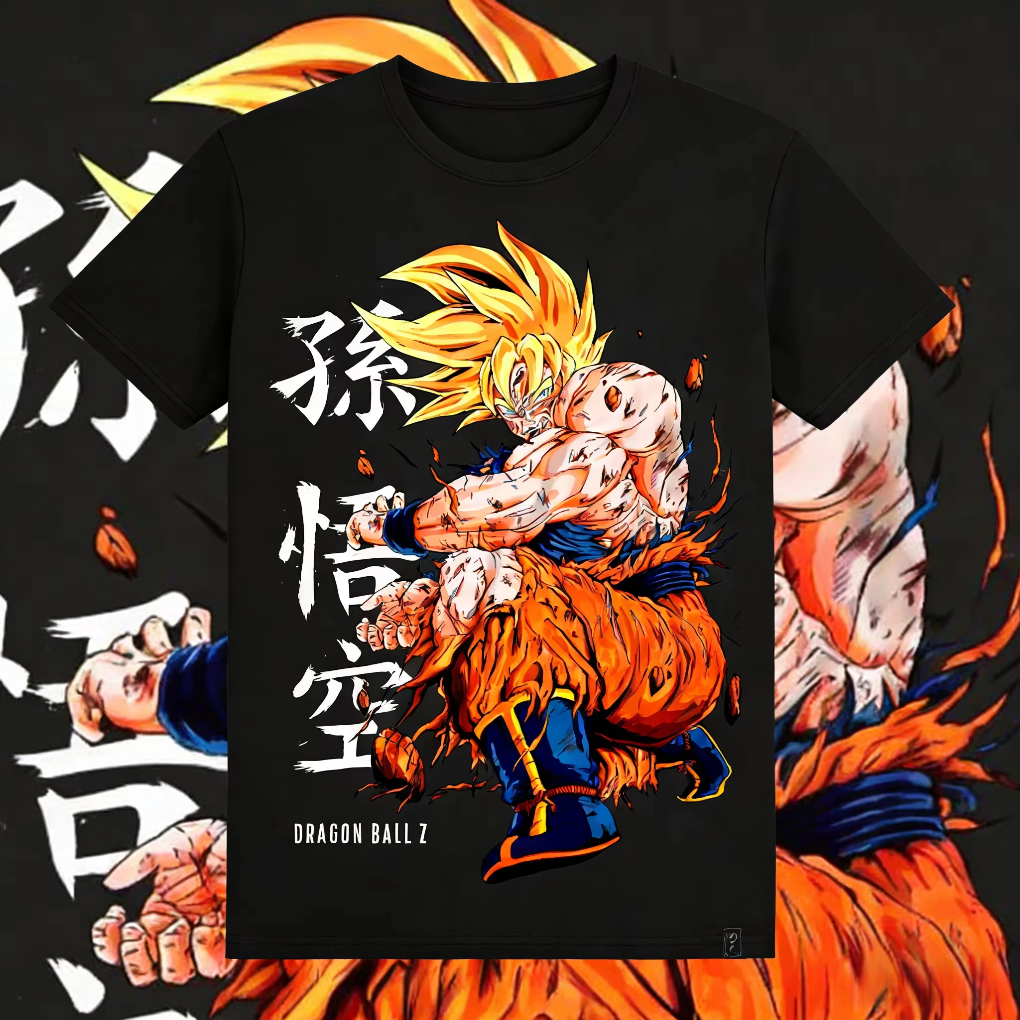 Dragon Ball Cotton T Shirt Ultra Super Saiyan Wind Type Goku Printed T-Shirt Inspiring Cartoon Casual Comfortable Family Clothes