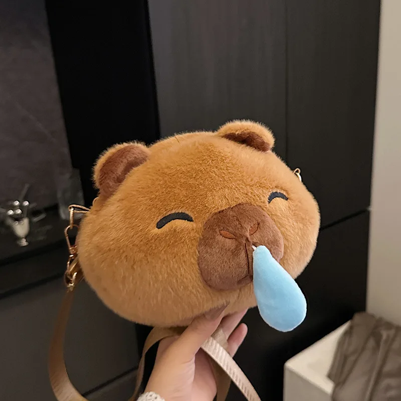 

2025 Capybara Snot Plush Crossbody Bag Stretchy Adorable Shoulder Purse Creative Cute Furry Handbag