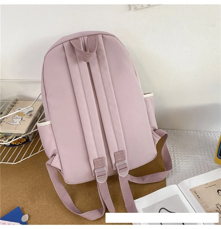 Soft Backpack Casual Teen Girls  Junior High School Students Laptop Bookbag Kawaii Nylon Cute Ear Pink Rabbit Backpacks