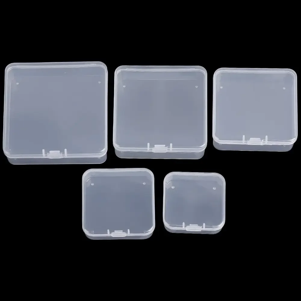 High Quality Square Transparent Storage Box Plastic Transparent Small Items Case 5 Sizse Fishing Tools Accessories Packing Boxes