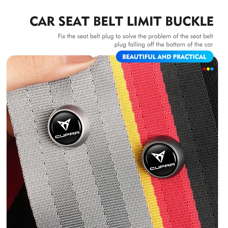 2pcs Car Seatbelt Limit Stop Anti-slip Button Retainer Clips For Cupra Seat Leon Mk3 Mk2 5f Ibiza 6j 6l Ateca Born FR