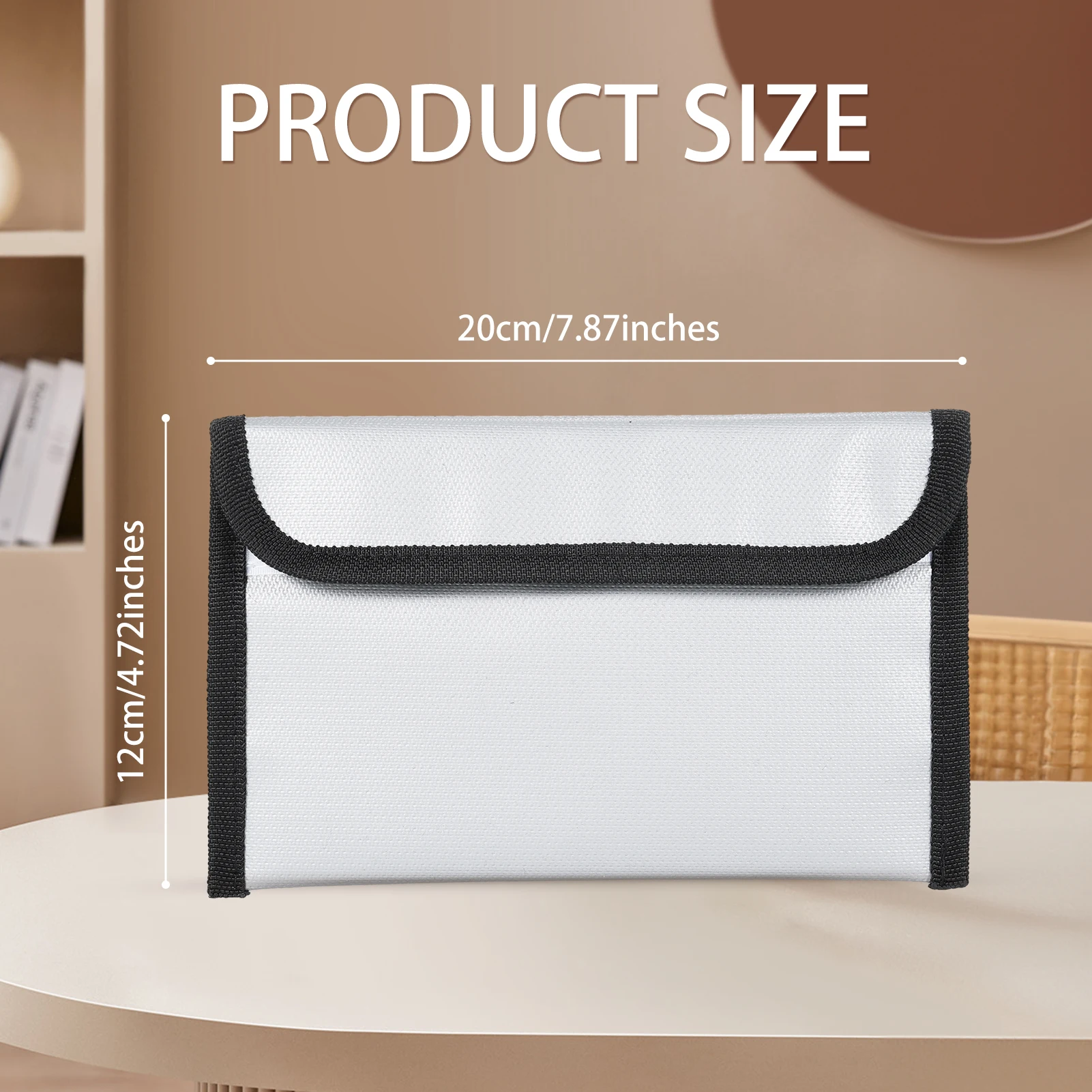 Bisofice Fireproof Document Bag Zipper Closure Cash Safe Storage Waterproof Pouch with Sticky Strip for Certificates Money ﻿