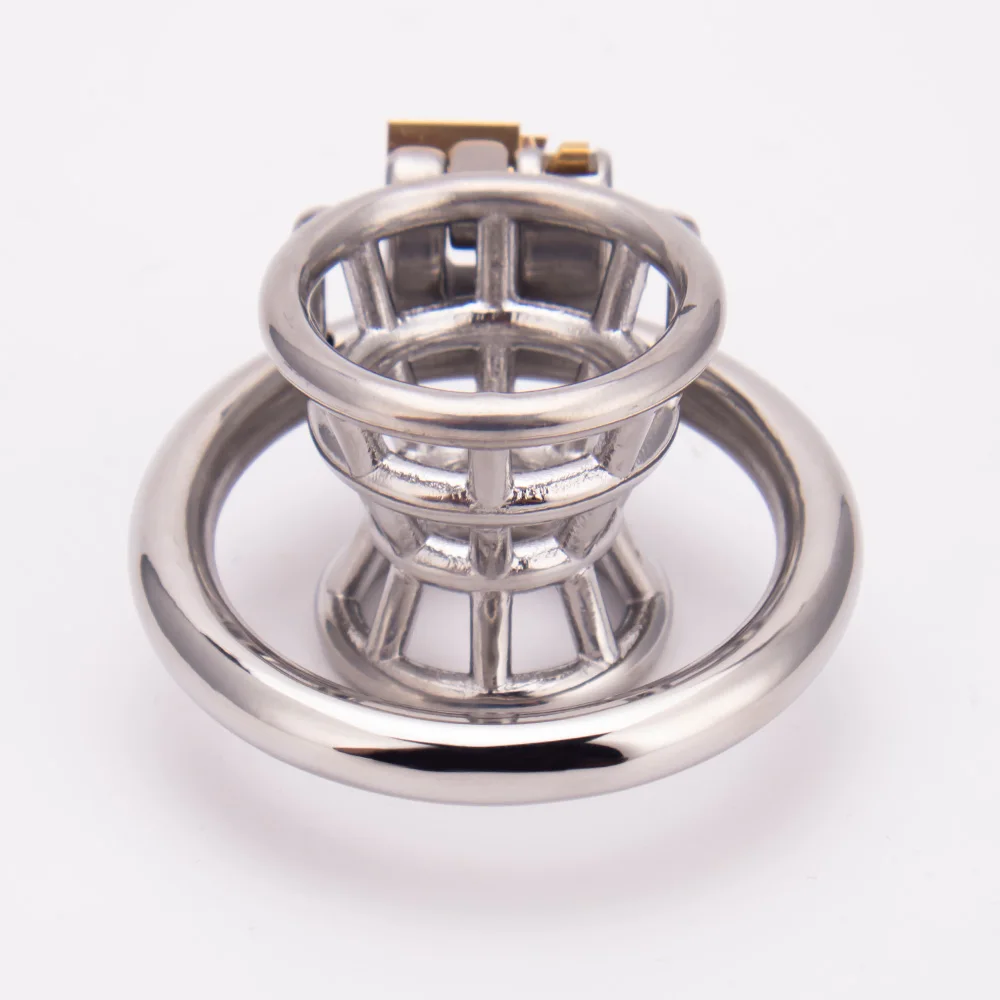 New Inverted Negative Lock Chastity Cage Male Fish Basket Exposed Stainless Steel Cock Cage Penis Cages BDSM Sex Toys For Men