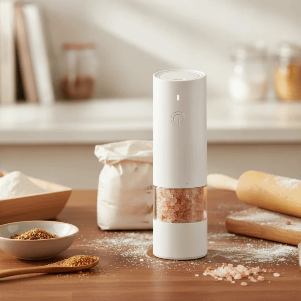 USB Rechargeable Electric Salt and Pepper Grinder Adjustable Coarseness Large-caliber Kitchen Spice Grinder Low Noise