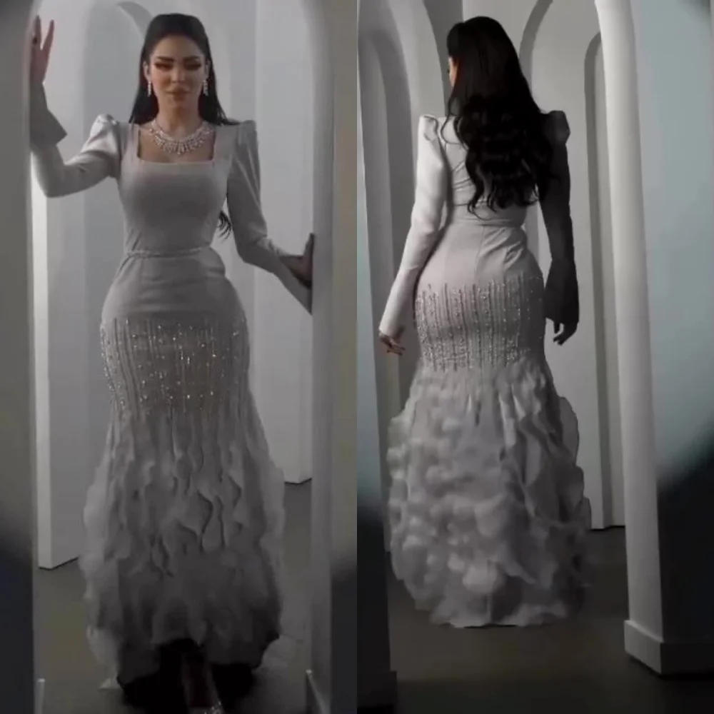 Customized Customized Fashion Square Mermaid Floor Length Evening es Rhinestone Chiffon Customized
