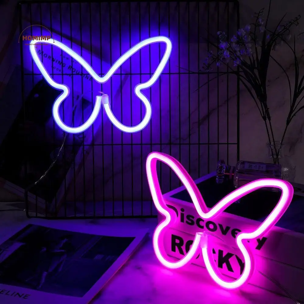 

Creative Energy-saving Butterfly Shaped Light USB/Battery Powered Wall Mounted Led Neon Light Plastics Home