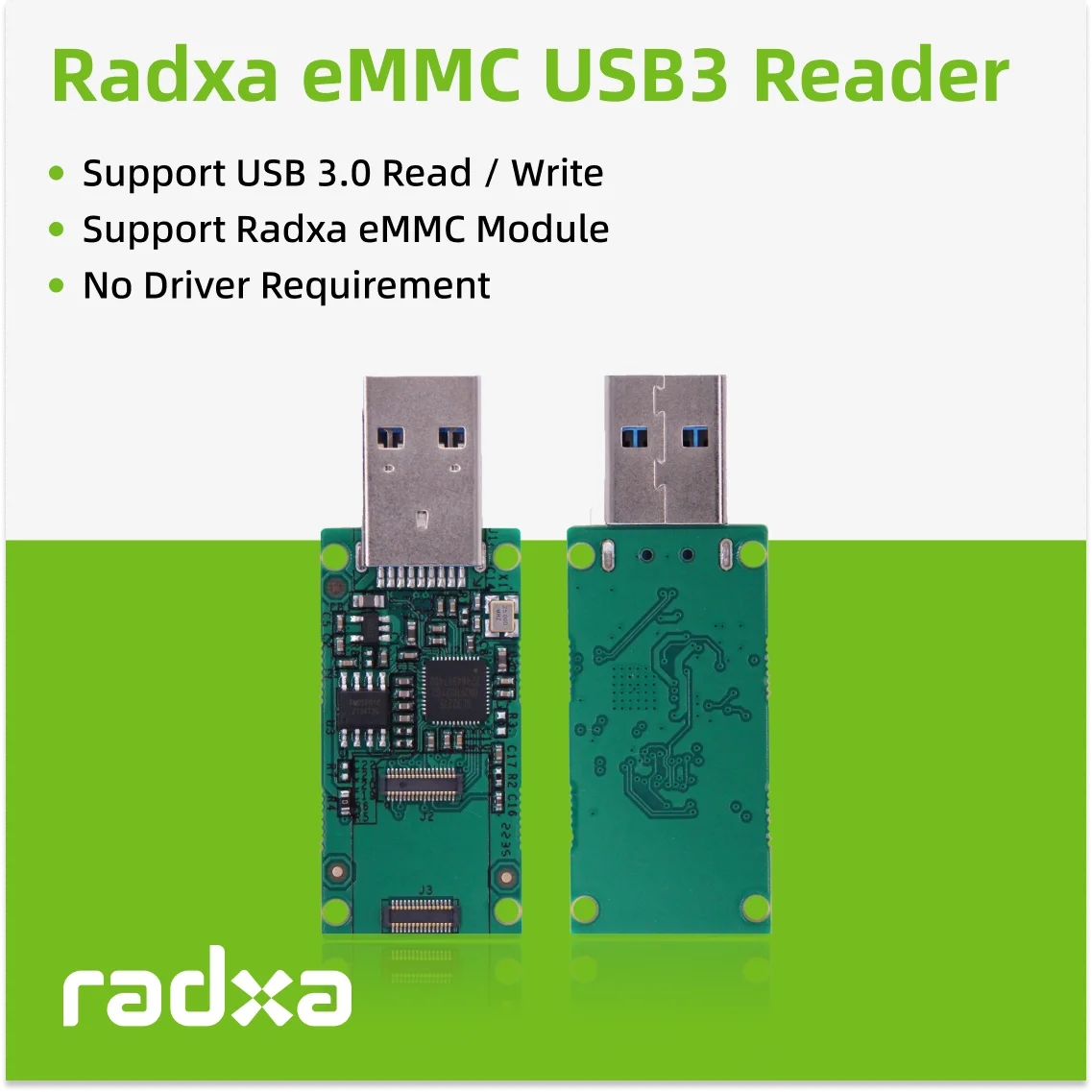 Radxa eMMC USB3 Reader dirancang untuk Radxa SBCs