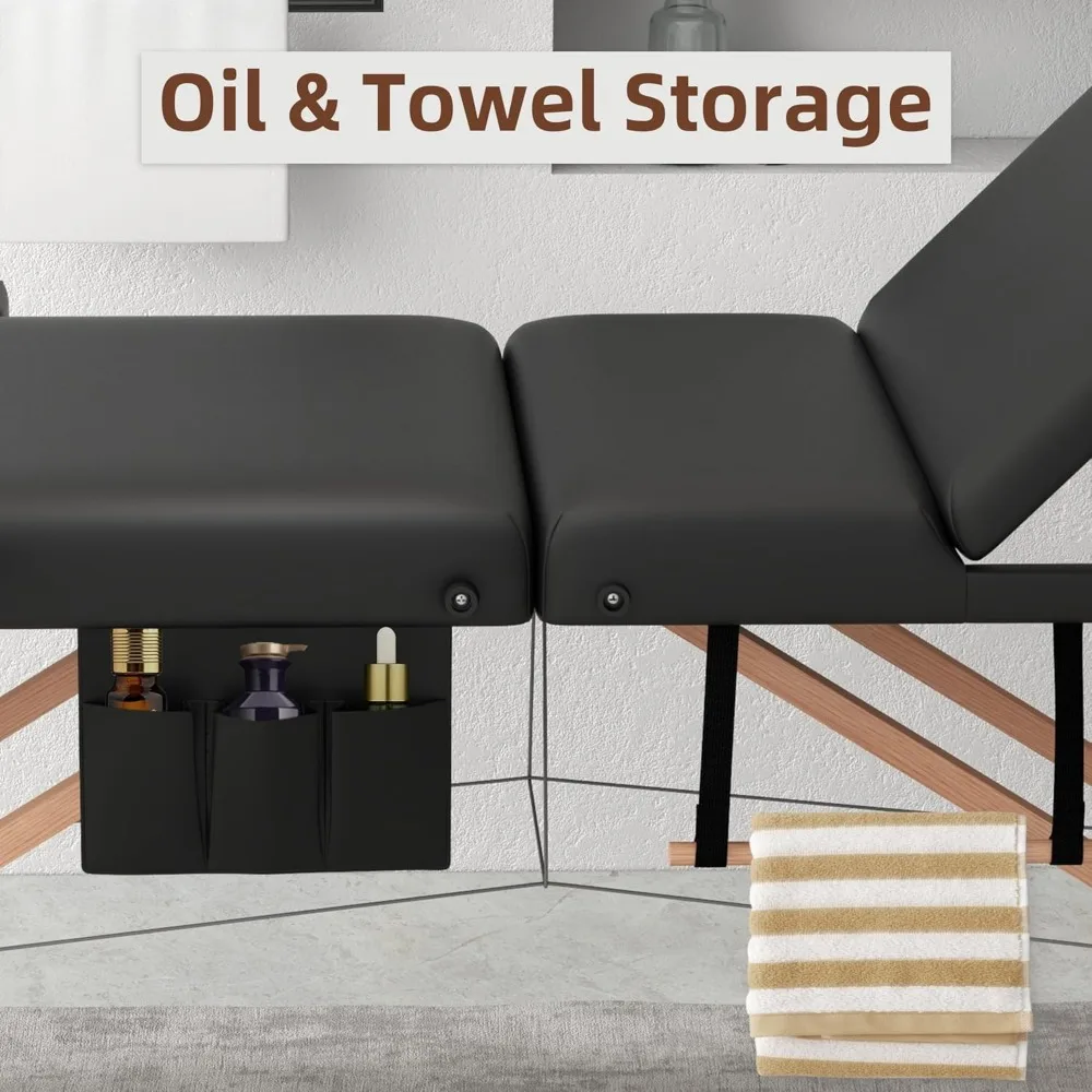 طاولة تدليك ABET، سرير رموش محمول بثلاثة أضعاف لوصلات الرموش، ارتفاع قابل للتعديل وخفيف الوزن احترافي للوجه