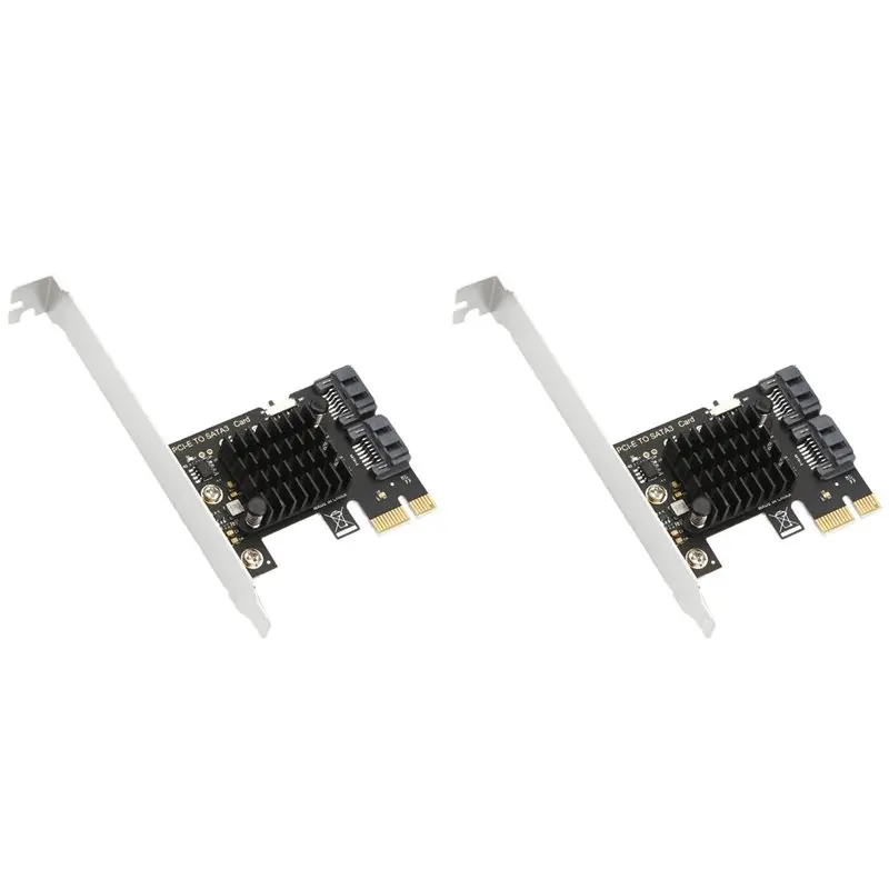 AA84 2X Pcie SATA 3.0 Expansion Card ASM1061 2-Port 6Gbps Controller Hot-Swappable Adapter For SSD HDD NAS For Windows Linux