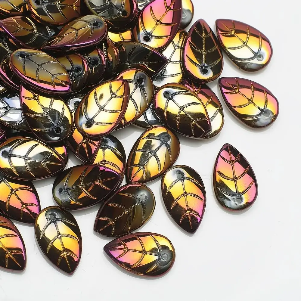 50 Stuks 10x18mm Glad Glas Blad Kralen Kristal Kralen Losse Kralen Voor Sieraden Maken Diy Armband ketting Oorbel Accessoires