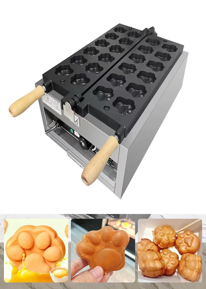 

Commercial 12pcs Cat Bear Tiger Paw Waffle Machine Electric Cute Cat Claw Shaped Nonstick waffle maker Plate