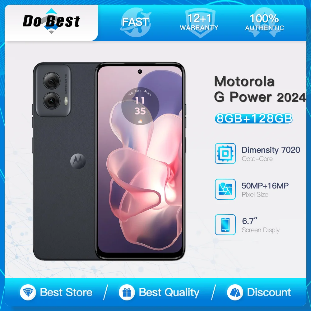 Оригинальный мобильный телефон Motorola Moto G Power 2024 XT2415 5G 6,7 IPS ЖК-дисплей 120 Гц Дисплей 128 ГБ ПЗУ 8 ГБ ОЗУ Размер 7020 Сотовый телефон