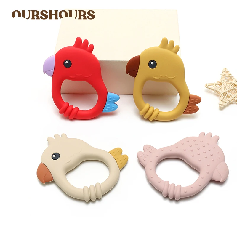 

Cartoon Baby Silicone Teethers BPA Free Parrot Design Infant Chewing Teething Toys Safe for Babies' Gums Newborn Accessories